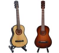 Modello chitarra in miniatura unico Decorazione musicale Espositore per la casa Ornamento per oggetti da collezione Modello chitarra in miniatura in legno con supporto Ornamenti musicali e
