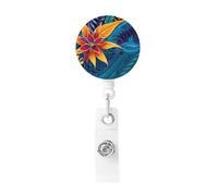 Modello con foglie tropicali per design tribale, clip retrattile, porta badge da lavoro, in plastica leggera, porta badge identificativo, per infermieri, regali per ufficio