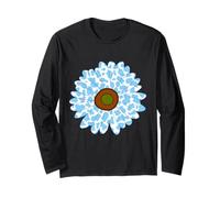 Modello con Stampa Mucca Blu - Fiore Blu Modello Mucca Uomo Maglia a Manica