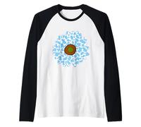 Modello con Stampa Mucca Blu - Fiore Blu Modello Mucca Uomo Maglia con Maniche Raglan