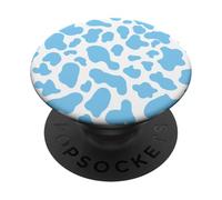 modello con stampa mucca blu - fiore blu Modello mucca uomo PopSockets PopGrip Adesivo