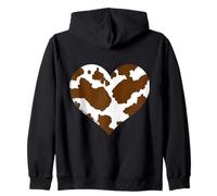 modello con stampa mucca marrone - Heart Brown Cow Pattern Felpa con Cappuccio