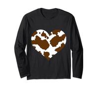 modello con stampa mucca marrone - Heart Brown Cow Pattern Maglia a Manica