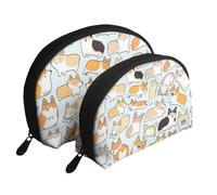 Modello Corgi, Borsa per trucco a conchiglia Portamonete da donna Borsa da toilette piccola Borsa per cosmetici 2 pezzi