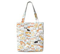 Modello Corgi,Borse della spesa riutilizzabili, borse per la spesa, borsa a tracolla in tela di grande capacità