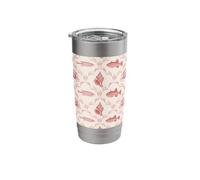 Modello costiero di granchio di corallo, pesce, conchiglia e alghe preppy Bicchiere termico in acciaio inox doppia parete