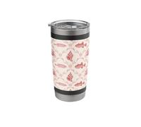 Modello costiero di granchio di corallo, pesce, conchiglia e alghe preppy Bicchiere termico in acciaio inox doppia parete