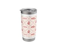 Modello costiero di granchio di corallo, pesce, conchiglia e alghe preppy Bicchiere termico in acciaio inox doppia parete