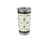 Modello costiero di granchio, pesce, conchiglia e alghe verdi preppy Bicchiere termico in acciaio inox doppia parete