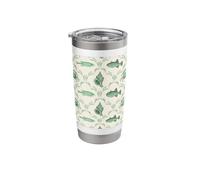 Modello costiero di granchio, pesce, conchiglia e alghe verdi preppy Bicchiere termico in acciaio inox doppia parete