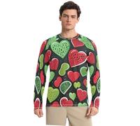 Modello Cuore Estivo Maglia Rash Guard Uomo Girocollo con Protezione Solare UPF 50+,Manica Lunga per Pesca Corsa Outdoor