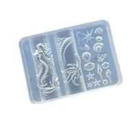 Modello D'arte In Unghie In Silicone Con Rilievo Animali Acquatici Tra Cui La Vongola Dei Delfini E Stelle Marine Per Design Creativo Sirene A Tema Disegni Unghie