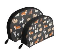 Modello decorativo carino di cani, Borsa per trucco a conchiglia Portamonete da donna Borsa da toilette piccola Borsa per cosmetici 2 pezzi