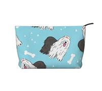 Modello del cane da pastore inglese antico, Borsa per cosmetici in velluto a coste Borsa per il trucco Borsa da viaggio portatile