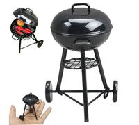 Modello del forno a griglia in miniatura 3,5 pollici 1/12 Accessori per case bamboli in scala realistica rotonda per outdoor grill bambola in miniatura Modello a portata di legna portavalo per arreda