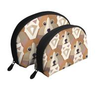 Modello della testa del Corgi gallese, Borsa per trucco a conchiglia Portamonete da donna Borsa da toilette piccola Borsa per cosmetici 2 pezzi