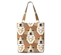 Modello della testa del Welsh Corgi,Borse della spesa riutilizzabili, borse per la spesa, borsa a tracolla in tela di grande capacità