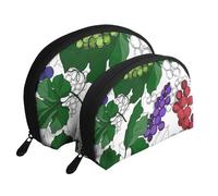 Modello dell'uva, Borsa per trucco a conchiglia Portamonete da donna Borsa da toilette piccola Borsa per cosmetici 2 pezzi