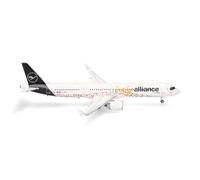 Modello di aereo Herpa Lufthansa Airbus A321neo "Help Alliance" scala 1:200 - modello di aereo, oggetto da collezione, decorazione in miniatura, statuetta in plastica con supporto