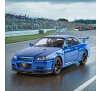 Modello di auto in lega GTR-R34 in scala 1:24 con effetti sonori autentici, giocattolo da collezione Premium per bambini e adulti