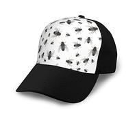 Modello di Berretto con Mosche Piccole Cappello da Baseball Cappello da Esterno in Tessuto Twill di Poliestere Regolabile per Uomo Donna Adolescenti Nero.