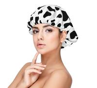 Modello di cane dalmata o texture della pelle di mucca,Cuffia da notte in raso per adulti - Cuffia da notte elastica per donna, copricapelli per la notte