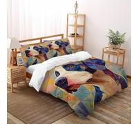 modello di cane Per Letto Matrimoniale in Morbida Microfibra animali Set Copripiumino Reversibile 3 Pezzi Per Bambini,adulti(2 Federa 50x75) Double（200x200cm）