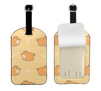 Modello di cane Shiba Inu grasso anime,Etichette per bagagli in pelle PU, etichette per bagagli resistenti da viaggio, 2 pezzi