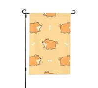 Modello di cane Shiba Inu grasso in stile anime,Bandiera da giardino per esterni e interni, stendardo decorativo bifacciale 30x45 cm