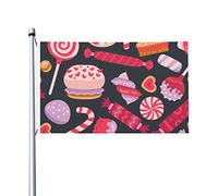 Modello Di Caramelle Senza Soluzione Di Continuità Bandiere Di Benvenuto Divertente Garden Flag Con 2 Occhielli Bandiere Da Giardino Per Patio Interni Esterni 90X150 Cm