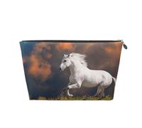 Modello di cavalli bianchi, Borsa da toilette Borsa per trucco Borsa per cosmetici Borsa da toilette da viaggio portatile