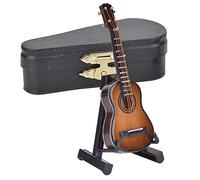 Modello di chitarra in miniatura, modello Mini di chitarra classica in legno alto 3,1 pollici Modello di strumento musicale mini Modello da tavolo da ufficio in casa Ornamento decorativo(caffè)