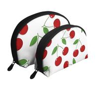Modello di ciliegia dolce, Borsa per trucco a conchiglia Portamonete da donna Borsa da toilette piccola Borsa per cosmetici 2 pezzi