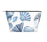 Modello Di Conchiglie Blu Su Bianco, Borsa da toilette Borsa per trucco Borsa per cosmetici Borsa da toilette da viaggio portatile