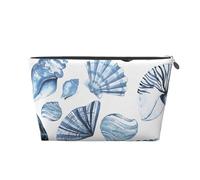 Modello Di Conchiglie Blu Su Bianco, Borsa da toilette Borsa per trucco Borsa per cosmetici Borsa da toilette da viaggio portatile