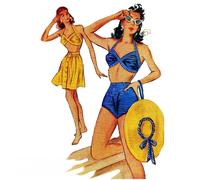 Modello Di Cucito Anni 40, Bikini E Gonna - Circonferenza Seno: 36” (91,5Cm)