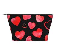 Modello di cuori rossi dell'acquerello, Borsa da toilette Borsa per trucco Borsa per cosmetici Borsa da toilette da viaggio portatile