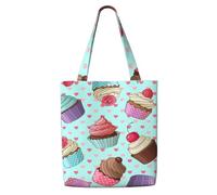 Modello di cupcake stampato,Borse della spesa riutilizzabili, borse per la spesa, borsa a tracolla in tela di grande capacità