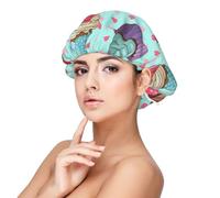 Modello di cupcake stampato,Cuffia da notte in raso per adulti - Cuffia da notte elastica per donna, copricapelli per la notte