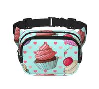 Modello di cupcake stampato, Marsupio quadrato a doppio strato, borsa da viaggio, marsupio casual