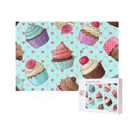 Modello di cupcake stampato,Puzzle in legno da 300 pezzi per famiglie, per adulti e adolescenti, decorazioni per la casa