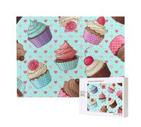 Modello di cupcake stampato,Puzzle in legno da 500 pezzi, gioco di famiglia, puzzle per adulti e adolescenti, decorazioni per la casa