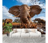 Modello di Elefante Animale Carta da Parati Fotografica Panorama Effetto 300x210 cm Animale Decorazione per la Casa per Pareti per Camera Da Letto Sala Fotomurali In Tessuto Non Tessuto