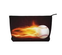 Modello di fiamma di fuoco da baseball ardente, Borsa per cosmetici in velluto a coste Borsa per il trucco Borsa da viaggio portatile