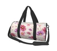 Modello di fiore cosmo disegnato a mano, Borsone da viaggio di grande capacità Borsa rotonda Borsa da viaggio sportiva Borsa da viaggio Borsa da fitness