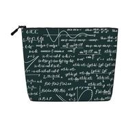 Modello di formule matematiche scritte a mano, Borsa per cosmetici in lino sintetico Borsa per trucco Borsa da viaggio portatile
