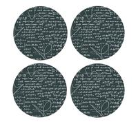 Modello di formule matematiche scritte a mano,Sottobicchieri rotondi in sughero MDF, sottobicchieri per tazze, set di 4 sottobicchieri per bevande