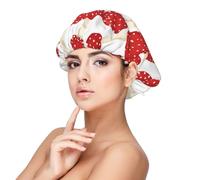 Modello di funghi rossi di amanita muscaria,Cuffia da notte elastica in raso per adulti, fascia per capelli in seta regolabile, cuffia da notte elastica per donne