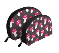 Modello di fungo fungo, Borsa per trucco a conchiglia Portamonete da donna Borsa da toilette piccola Borsa per cosmetici 2 pezzi