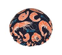 Modello di gamberetti Cuffia da doccia per frutti di mare Cuffia da bagno riutilizzabile Cappello da doccia elastico da bagno Morbido impermeabile per cappucci per capelli di tutte le lunghezze